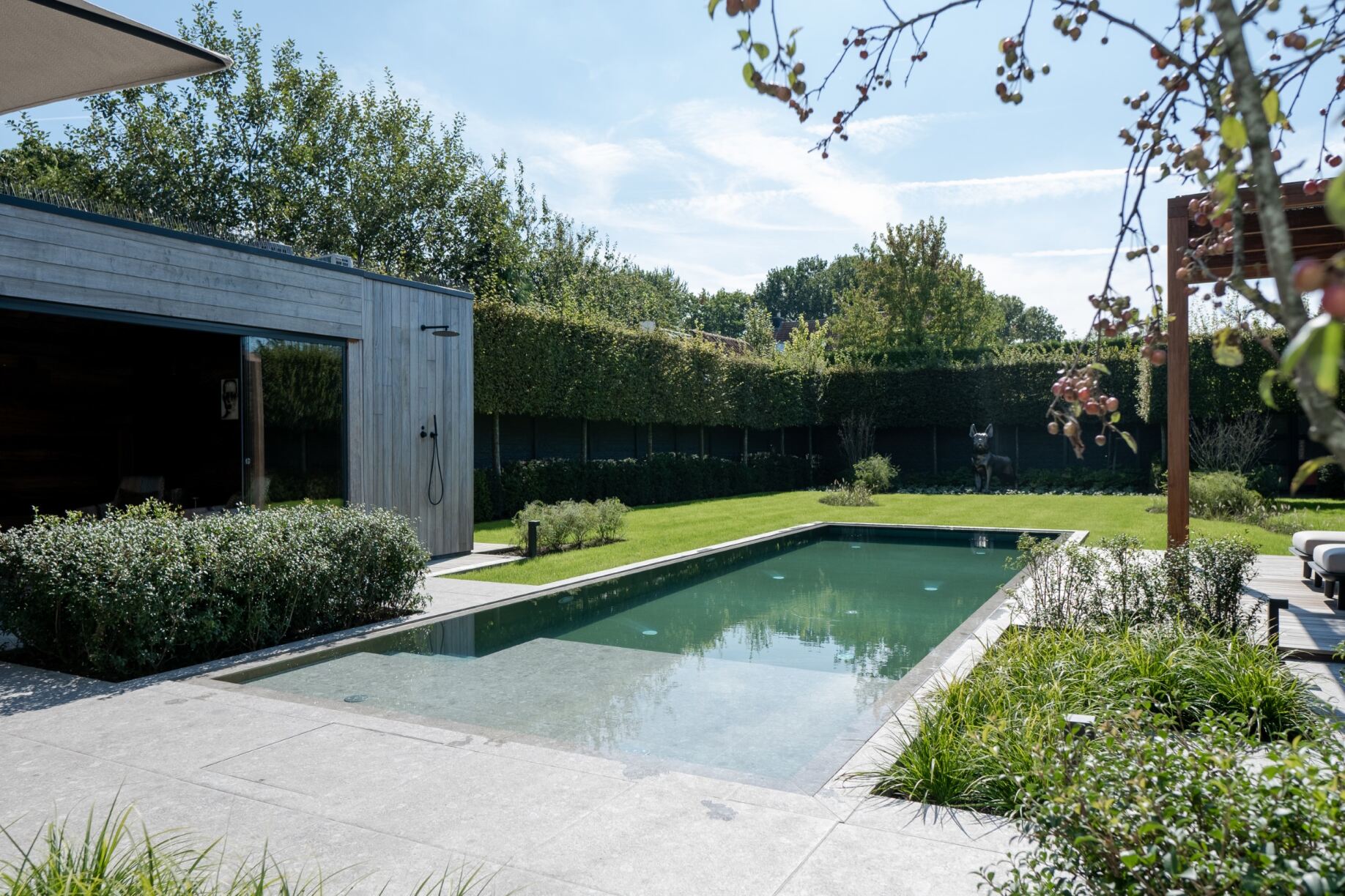 Bouwkundig betonnen overloopzwembad